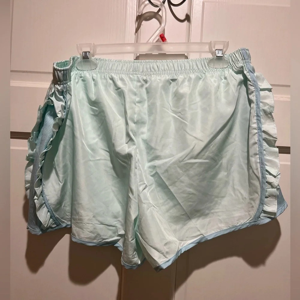 NWT Simply Southern Preppy Ruffle Short Blue Green Glass Size XL - Picture 5 of 6